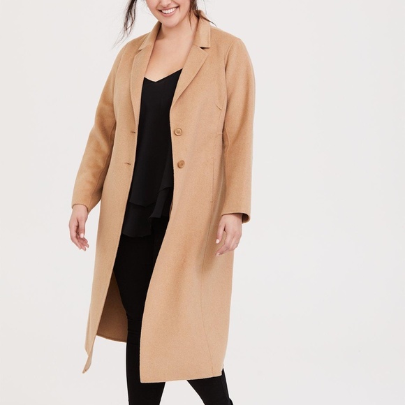 Torrid Size 4 Taupe Woolen Button Front Duster Coat - Picture 1 of 8
